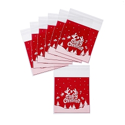 Слово Пластиковый пакет для выпечки на рождественскую тему, с самоклеющейся, для шоколада, конфеты, печенье, квадратный, слово, 130x100x0.05 мм, внутренний диаметр: 100x100 мм, 100 шт / пакет