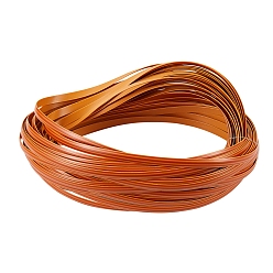 Tomato PE Plastic Imitation Rattan Wicker, Solid Weaving Material, for DIY, Furniture Knitting, Flat with Stripe Pattern, Tomato, 8x1.2mm, 32m/roll