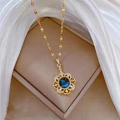 Цветок Подвески из нержавеющей стали и стекла для женщин, цветок, 15.75 дюйм (40 см)