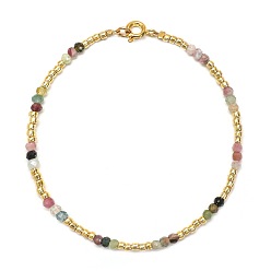 Турмалин Браслеты из натурального турмалина и стеклянного бисера для женщин, рондель, 7.09 дюйм (18 см)