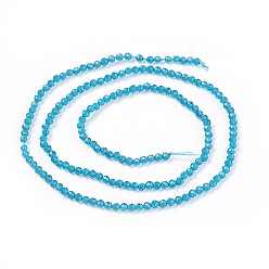 Deep Sky Blue Transparent Glass Beads Strands, Faceted, Round, Deep Sky Blue, 2mm, Hole: 0.5mm, about 164~182pcs/strand, 14.8~15.7 inch(37.5~40cm)