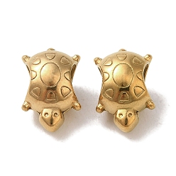 Золотой Ионное покрытие (ip) 304 европейские бусины из нержавеющей стали, бусины с большим отверстием, черепаха, золотые, 12x8x7.5 мм, отверстие : 4.5 мм