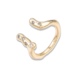 Настоящее золото 18K Кольцо-манжета из латуни с прозрачным кубическим цирконием для женщин, без кадмия, без никеля и без свинца, реальный 18 k позолоченный, размер США 6 (16.5 мм)