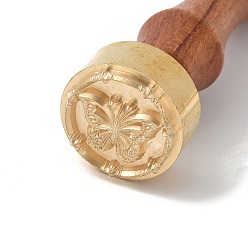 Бабочка Набор печатей из латуни и глины, 1ПК золотистый тон пломбировочный штамп цельная латунная головка, с деревянной ручкой из поликарбоната, для уникальных отпечатков на керамике и других мягких материалах, бабочка, 1 мм, голова: 75толщина мм, штампы: 12 мм