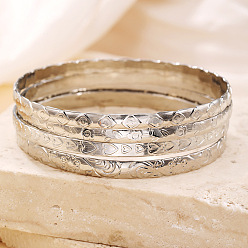 Платина 4 шт. 4 стили браслеты из сплава с узором в виде сердца/ромба/цветка для женщин, платина, внутренний диаметр: 2-3/4 дюйм (7 см), 1 шт / стиль