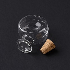 Clear Flat Round Miniature Glass Bottles, with Cork Stoppers, Empty Wishing Bottles, for Dollhouse Accessories, Jewelry Making, Clear, 11.5x21x31mm