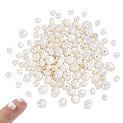 Белый 2 нити 2 стиль сорт натуральный культивированный пресноводный жемчуг бусины нити, полированный, картофель, натуральный цвет, белые, 1 прядь / стиль