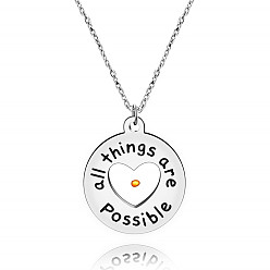 Сердце 304 Подвески из нержавеющей стали с зернышком горчицы, цвет нержавеющей стали, сердце, 19.29 дюйм (49 см)