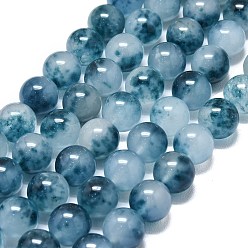 Стально-синий Натуральный Malaysia нефритовые бусы пряди, окрашенная и подогревом, круглые, стальной синий, 14 мм, отверстие : 1.5 мм, около 27 шт / нитка, 14.96 дюйм (38 см)