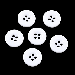 Белый Пуговицы из смолы, окрашенные, плоско-круглые, белые, 15x2.5 мм