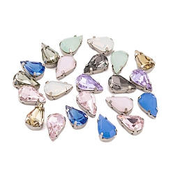 (52) Непрозрачная лаванда Шить на горный хрусталь, k 9 стеклянный страз, настройки латунных зубцов платинового тона, аксессуары для одежды, граненые, слеза, разноцветные, 13x8x5.8 мм, отверстие : 1 мм