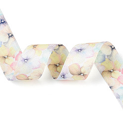 Светло-желтый Одного лица печатается полиэстер атласные ленты, цветочным узором, для подарочной упаковки, светло-желтый, 1 дюйм (25 мм), около 20.00 ярдов (18.29 м) / рулон