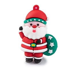 Santa Claus Пластиковые подвески из пвх, Рождество их, Дед Мороз, 55x36x20 мм, отверстие : 3 мм