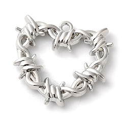 Платина Стойки обшивки сплава большие кулоны, без кадмия, без никеля и без свинца, сердце прелести, платина, 26x29x4 мм, отверстие : 1.8 мм