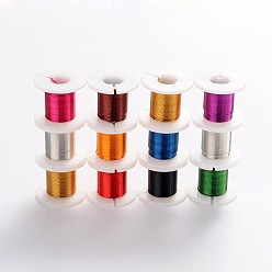 Mixed Color Round Copper Jewelry Wire, Mixed Color, 26 Gauge, 0.4mm, about 9 Feet(3 yards)/roll, 12 rolls/box