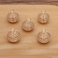 Light Gold Латунные подвески, аксессуары для заколок-пружинок, шейкерный шар, золотой свет, 15 мм
