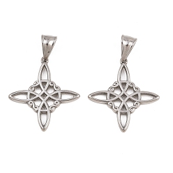 Нержавеющая Сталь Цвет 304 подвески из нержавеющей стали, очарование тройственного узла, цвет нержавеющей стали, 31x28.5x2 мм, отверстие : 8.8x4.5 мм