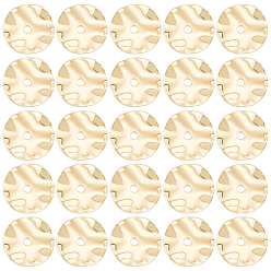 Настоящее золото 18K 60 шт. Латунные распорные втулки, волнистый диск, реальный 18 k позолоченный, 8x1.5 мм, отверстие : 1.2 мм