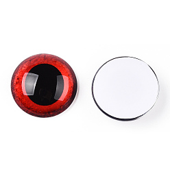 Rot Glas cabochons, halbrund mit Auge, rot, 20x6.5 mm
