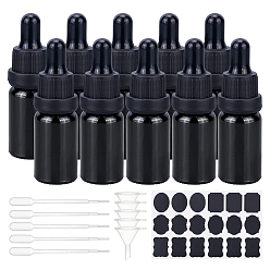 Black DIY Essential Oil Bottle Kits, with Empty Portable Glass Dropper Bottles, Plastic Funnel Hopper & Transfer Pipettes, Chalkboard Sticker Labels, Black, 25x78mm, Capacity: 5ml(0.17 fl. oz), 24pcs