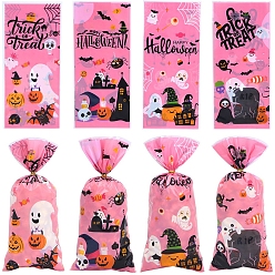 Ярко-Розовый Хэллоуин тыквенные подарочные полиэтиленовые пакеты, прямоугольные пакеты для упаковки конфет, ярко-розовый, 27.5x12.5 см, 50 шт / комплект
