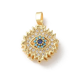Evil Eye Латунные микропаве прозрачные подвески с фианитом, злые глаза, 18x16x7 мм, отверстие : 3x4.5 мм.
