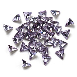 Tansanit Glas Strass Cabochons, zurück vernickelt, Dreieck, Tansanit, 6x7x3 mm