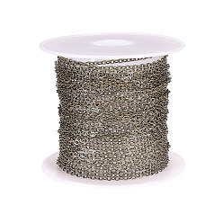 Античная Бронза Железные кабельные цепи с латунным покрытием, несварные, с катушкой, античная бронза, 1.4x1.5x0.2 мм