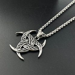 Античное Серебро Мужские ожерелья с подвесками из нержавеющей стали в виде тройного рога Одина для викингов, античное серебро