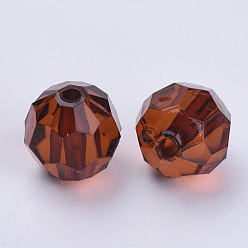 Coconut Brown Transparent Acrylic Beads, Faceted, Round, Coconut Brown, 14x13mm, Hole: 1.8mm, about 330pcs/500g