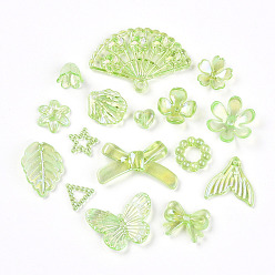 Зелено-Желтый Прозрачные акриловые бусины, с покрытием AB цвета, разнообразные, зеленый желтый, 8~29x9~42.5x2~9 мм, отверстие : 1.4~2.8 мм, Около 909 шт / 500 г