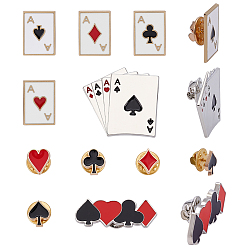 (52) Непрозрачная лаванда Эмалированные значки в виде игральных карт, булавки для лацканов из сплава для одежды рюкзака, разнообразные, разноцветные, 12~28x10~35 мм