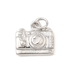 Платина Латунные подвески, прелести камеры, долговечный, без свинца и без кадмия, стойки покрытие, с целью перехода в кольце, платина, 12x13x4 мм, отверстие : 3 мм