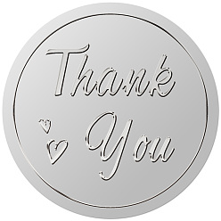 Сердце Круглые пластиковые наклейки с тиснением из серебряной фольги, спасибо самоклеящиеся наградные сертификаты печати, наклейки с печатью, сердце, 38 мм, 4шт / лист