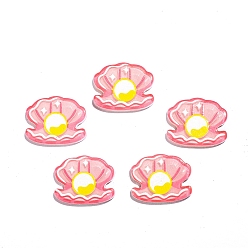 Shell Shape Кабошоны из непрозрачной смолы на тему океана, кабошон морских животных, свет коралловый, формы раковины, 15.5x19 мм