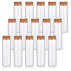 Прозрачный 15шт. мини-бутылочки из высокопрочного боросиликатного стекла для шариков, бутылка желаний, с пробкой, колонка, прозрачные, 10x3 см, емкость: 50 мл (1.69 жидких унций)