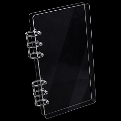 Прозрачный 1 пакет акриловых обложек для папок, с легкосплавным свободным кольцом, прямоугольные, прозрачные, 190x105x2 мм