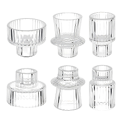 Прозрачный 6 шт. 3 стили двухсторонний стеклянный подсвечник, колонка, прозрачные, 51~69x45~59 мм, внутренний диаметр: 35~53 мм, 2 шт / стиль
