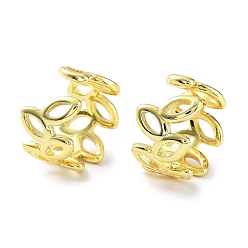 Настоящее золото 18K Латунные серьги-каффы с полыми конскими глазами, непрокалывающие серьги, реальный 18 k позолоченный, 13.5x8.5 мм