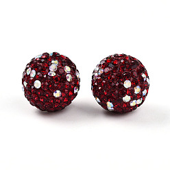 Гранат Полимерная глина Pave горный хрусталь бисер, дискотечный шар бисер, круглые, гранат, 16 мм, отверстие : 1.6~2 мм