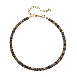 Лабрадорита Браслеты на ногу из натурального лабрадорита и латуни в стиле бохо с бусинами heishi, золотые, 9-1/8 дюйм (230 мм)