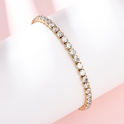 Квадрат 304 теннисные браслеты из нержавеющей стали с прозрачными кубическими циркониями, 201 Браслеты-слайдеры из нержавеющей стали с цепочкой-коробкой для женщин, реальный 18 k позолоченный, ионное покрытие (ip), квадратный, 1/8 дюйм (0.4 см), внутренний диаметр: 1-3/4~3-1/8 дюйм (4.6~7.9 см)