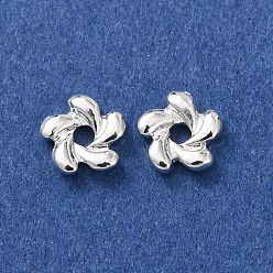 Серебро Сплавочные бусины, цветок, долговечный, стойки покрытие, серебряные, 6x1.5 мм, отверстие : 1.4 мм