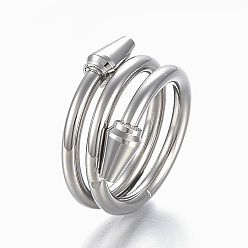 Edelstahl Farbe Anlaufgeschützt 304 breite Fingerringe aus Edelstahl, Größe 6~9, Edelstahl Farbe, 16~19 mm