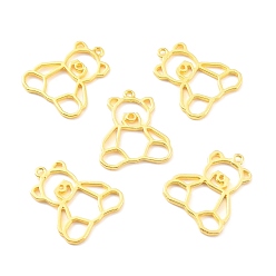 Золотой Подвесные подвески из сплава, для diy уф смолы, эпоксидная смола, Прессованные цветочные украшения, без кадмия и без свинца, медведь, золотые, 26.5x22x1.5 мм, отверстие : 1.5 мм