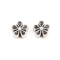 Античное Серебро Сплавочные овальные бусины тибетского стиля , цветок, без кадмия и без свинца и без никеля, античное серебро, 6.5x7x3.5 мм, отверстие : 1.2 мм