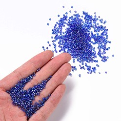 Blue 12/0 Round Glass Seed Beads, Transparent Colours Rainbow, Round Hole, Blue, 12/0, 2mm, Hole: 1mm, about 3333pcs/50g, 50g/bag, 18bags/2pounds
