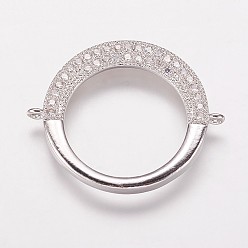 Платина Коннекторы, латунь, кубический цирконий, кольцо, прозрачные, платина, 26x22x2 мм, отверстие : 1 мм