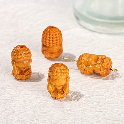 Легкий Лосось Деревянные бусины, Будда, светлый померанцевый, 18x10 мм