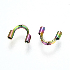 Rainbow Color Ion Plating(IP) 316 Surgical Stainless Steel Wire Guardian, Rainbow Color, 6.3~7x4.5~5x1.5mm, Hole: 0.7mm